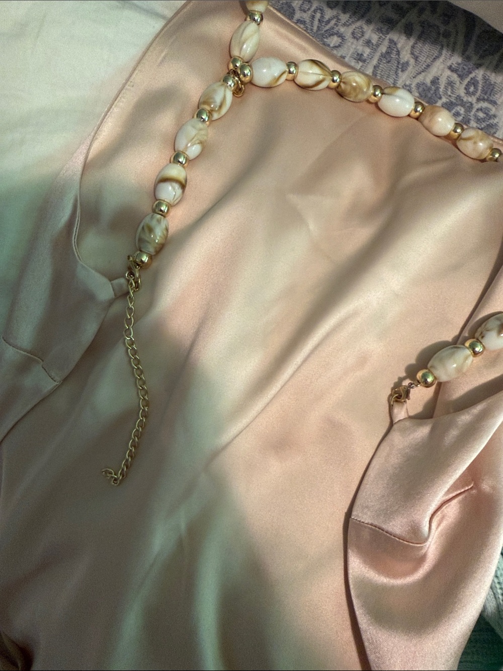Retrofete Sleek Pearl-Shoulder Satin Maxi Dress in Blush Pink - Picture 6 of 6